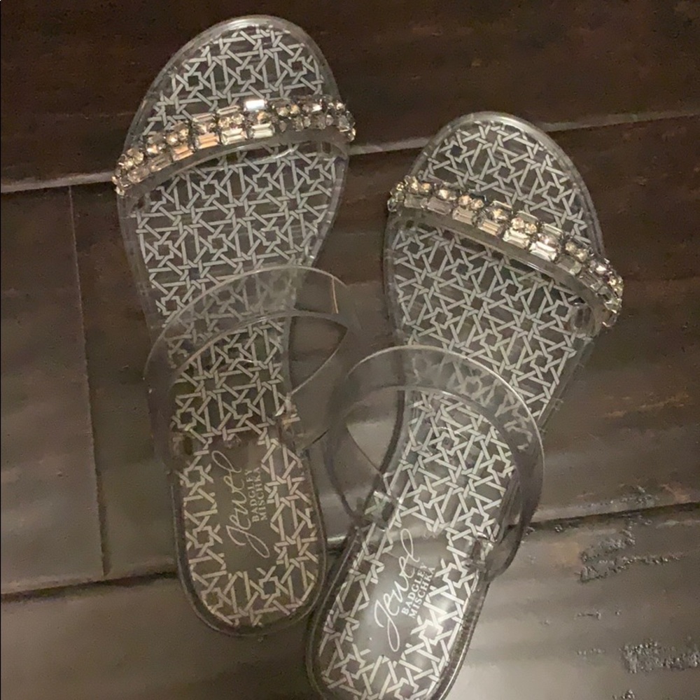 Jewel Badgley Mischka clear jewel jelly sandals